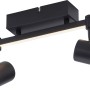 Schwarze Paul Neuhaus Barik Wand-/Deckenleuchte mit 2 schwenkbaren Spots und LED-Leiste.