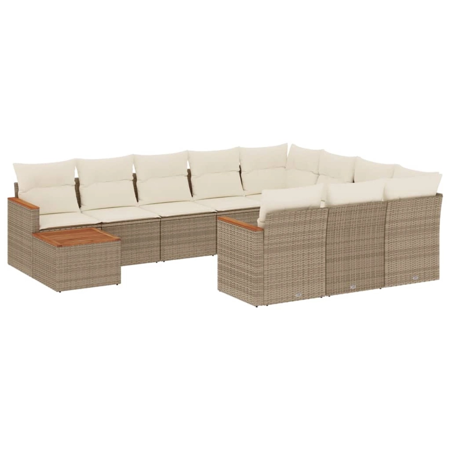 vidaXL 11-Tlg Garten-Sofagarnitur mit Kissen Beige Poly Rattan 3226366 günstig online kaufen