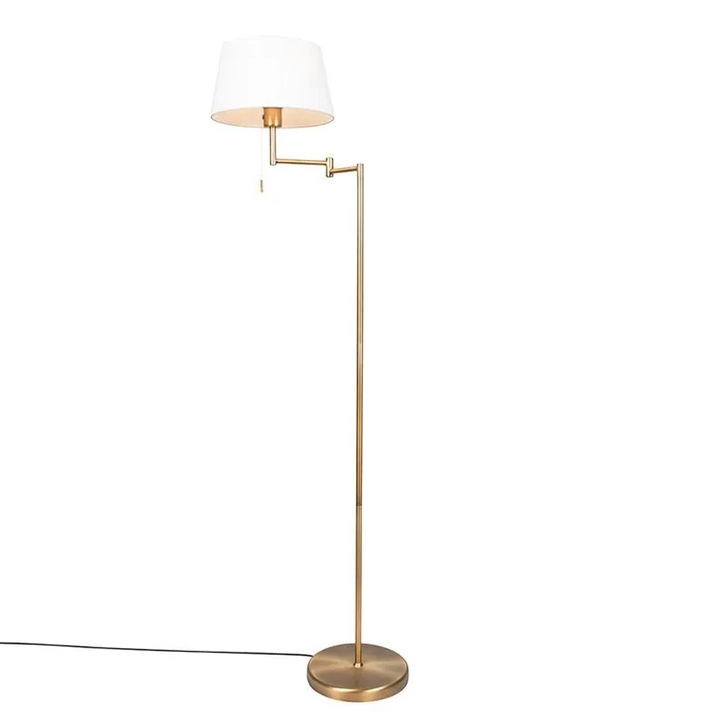 QAZQA Klassische Stehleuchte Bronze mit Verstellbarem Weißen Schirm Ladas Fix