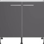 Optifit Spülenunterschrank Ingvar420, 100cm, anthrazit matt, mit zwei Türen und Edelstahlgriffen.
