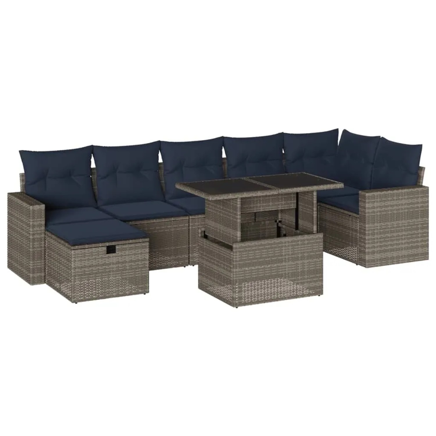 vidaXL 8-Tlg Gartensofa-Set mit Kissen Grau Polyrattan 3274831 günstig online kaufen