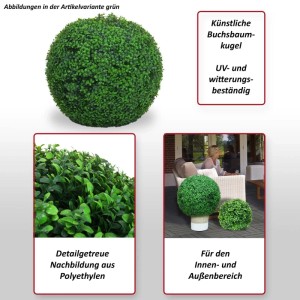 Künstlicher, weißer Busch in Kugelform, Ø 55cm, geeignet für Innen- und Außenbereiche.