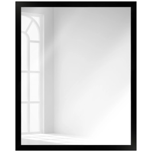 Moderner Wandspiegel H960 mit schwarzem Holzrahmen, 53x63 cm. Spiegel für Hoch- und Querformat.