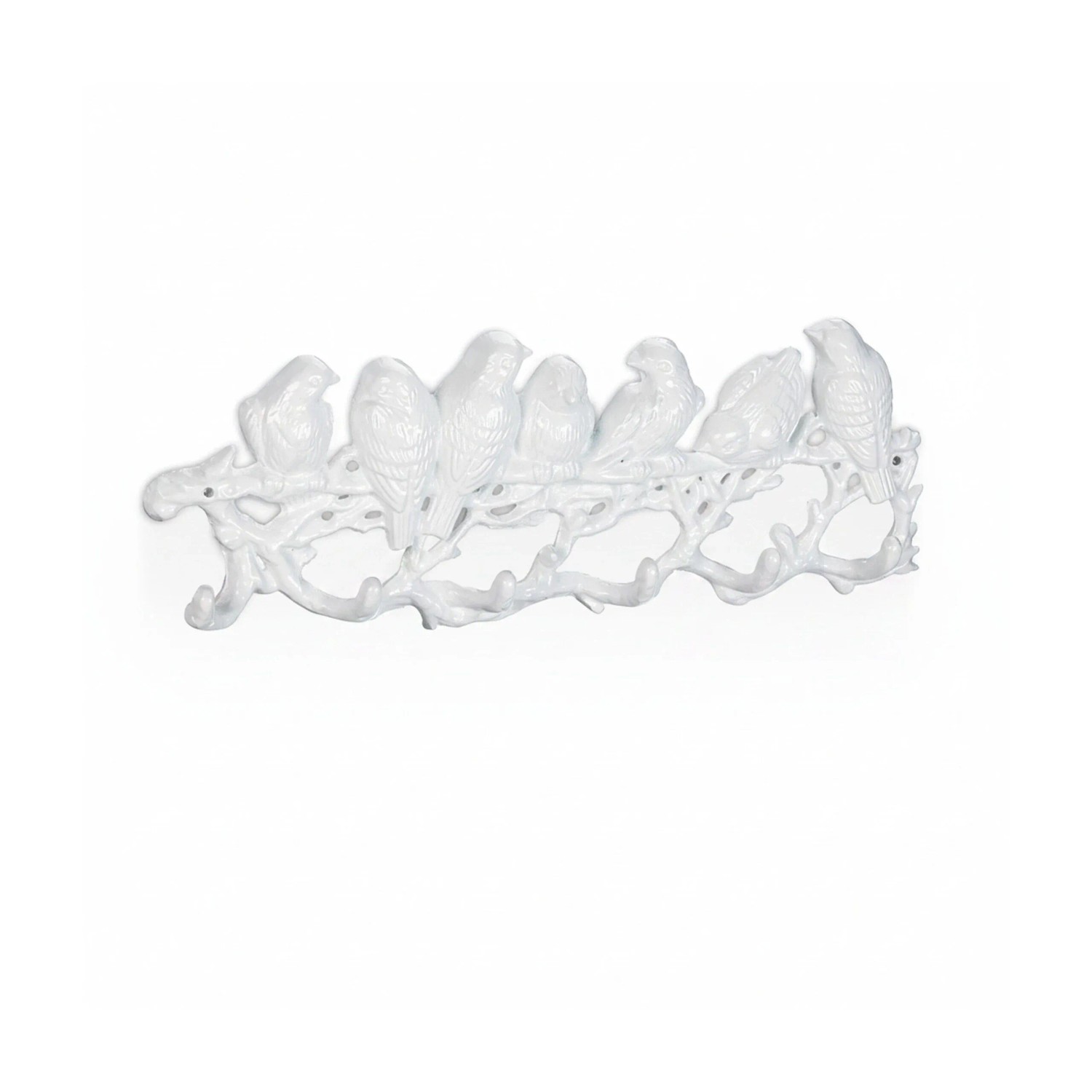 Relaxdays Garderobenleiste Gusseisen Weiß Mit 6 Haken Vogel Design 13 cm x 36,5 cm x 4,5 cm 1,6 kg
