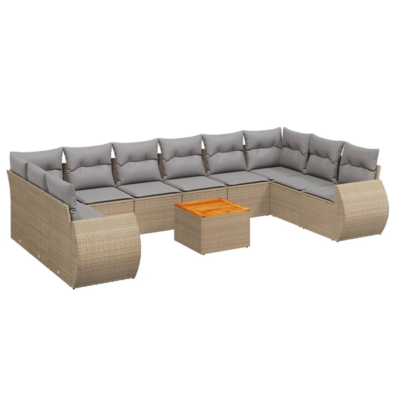 vidaXL 11-Tlg Garten-Sofagarnitur mit Kissen Beige Poly Rattan 3257508