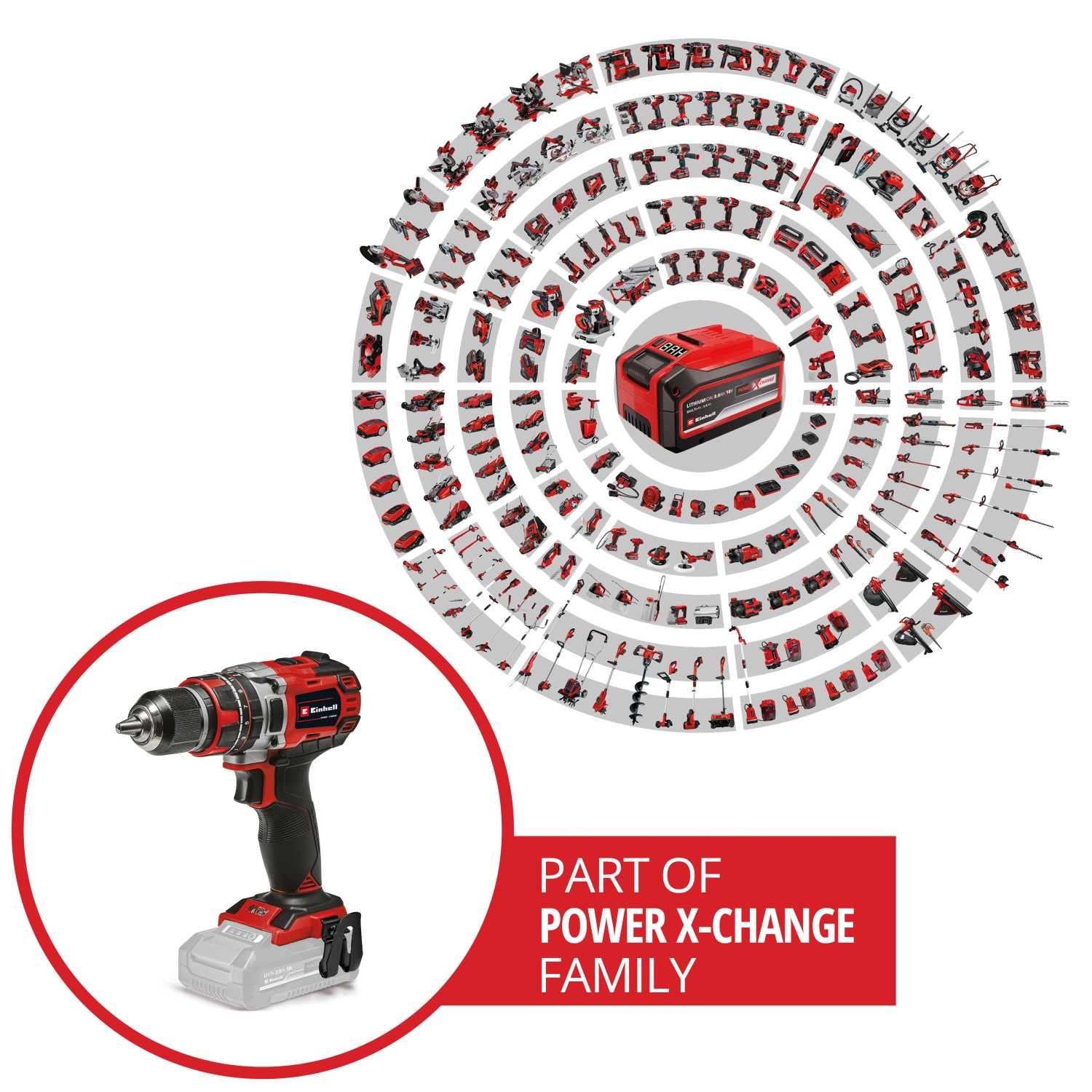 Einhell Akku-Schlagbohrschrauber TP-CD 18/50 Li-i BL Solo mit Power X-Change Akku.