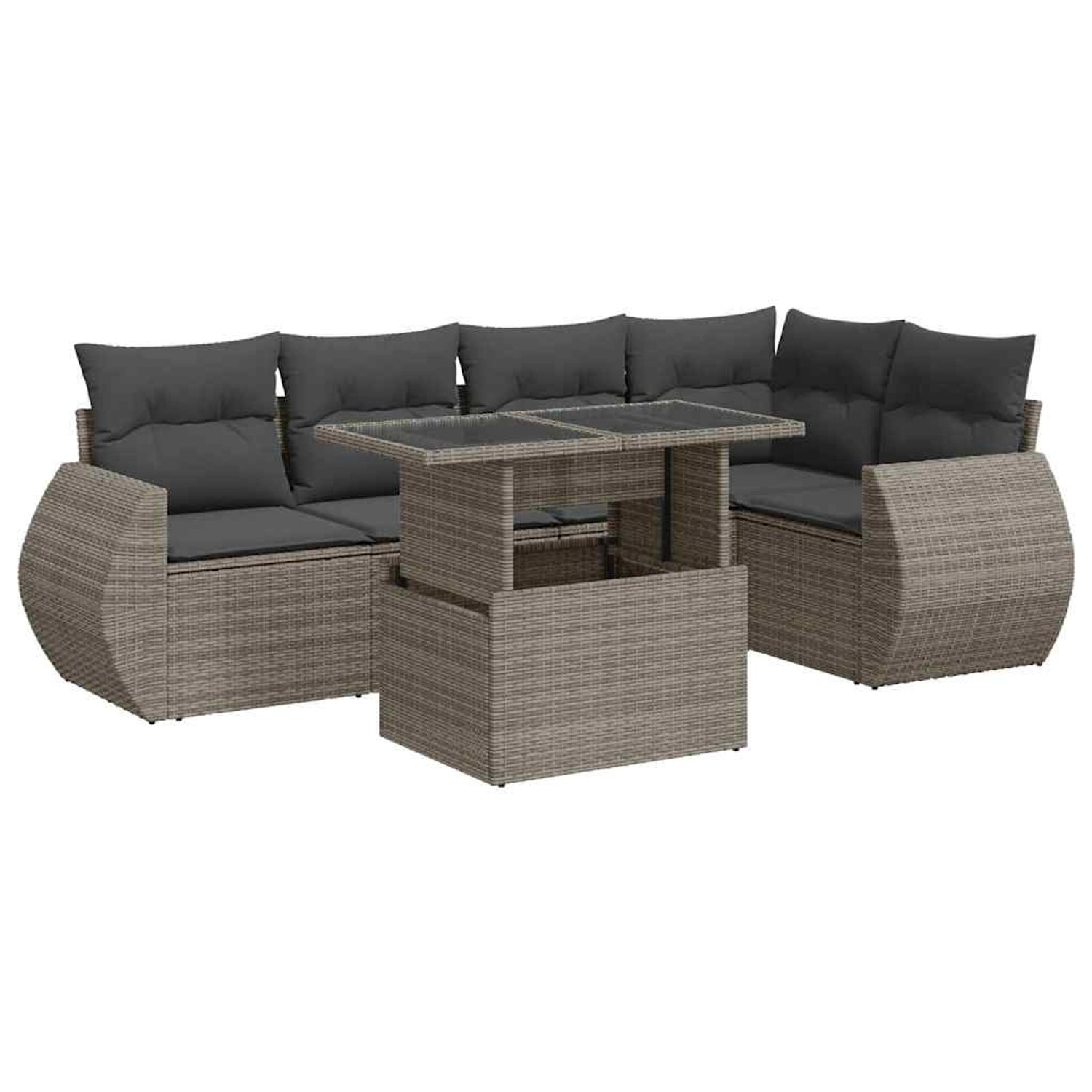 vidaXL 6-Tlg Garten-Sofagarnitur mit Kissen Grau Poly Rattan 3326641 günstig online kaufen