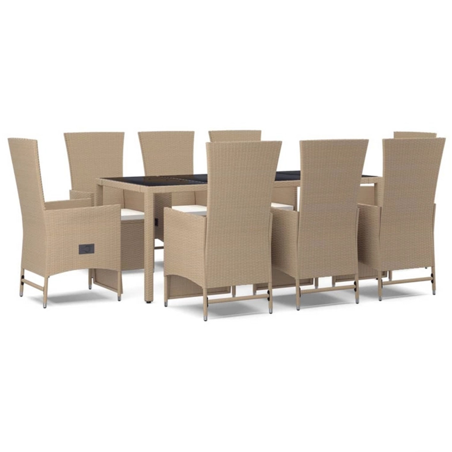 Vidaxl 9-tlg. Garten-essgruppe Mit Kissen Beige Poly Rattan günstig online kaufen