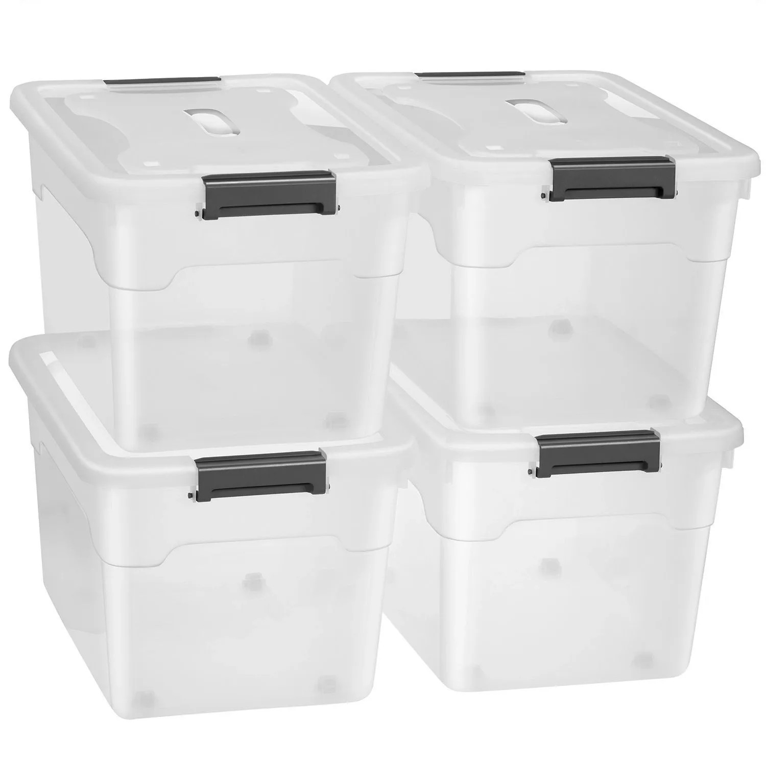 Juskys Aufbewahrungsbox mit Deckel 60L 4er Set