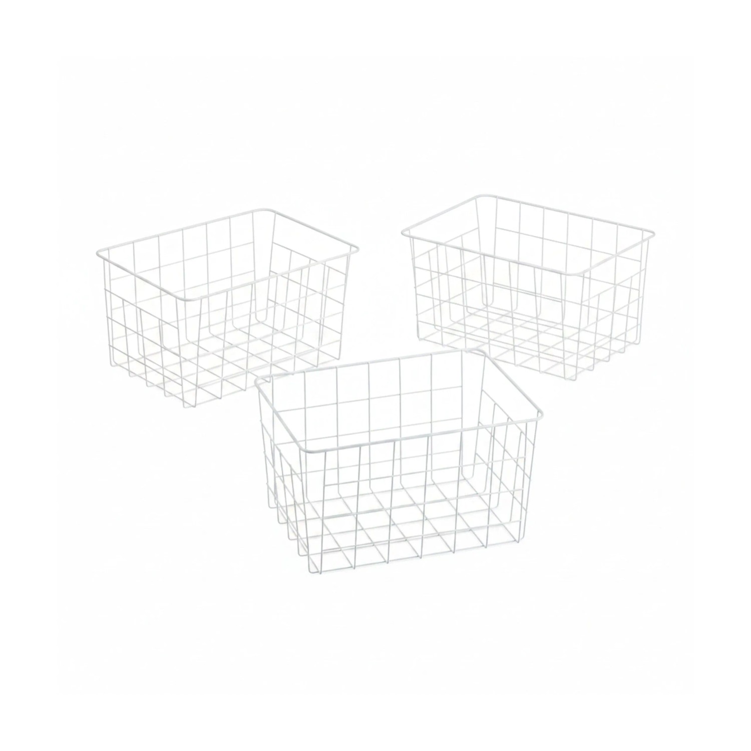 Relaxdays Drahtkorb 3er Set Metall Weiß 15,5 cm x 28 cm x 20 cm 250 g