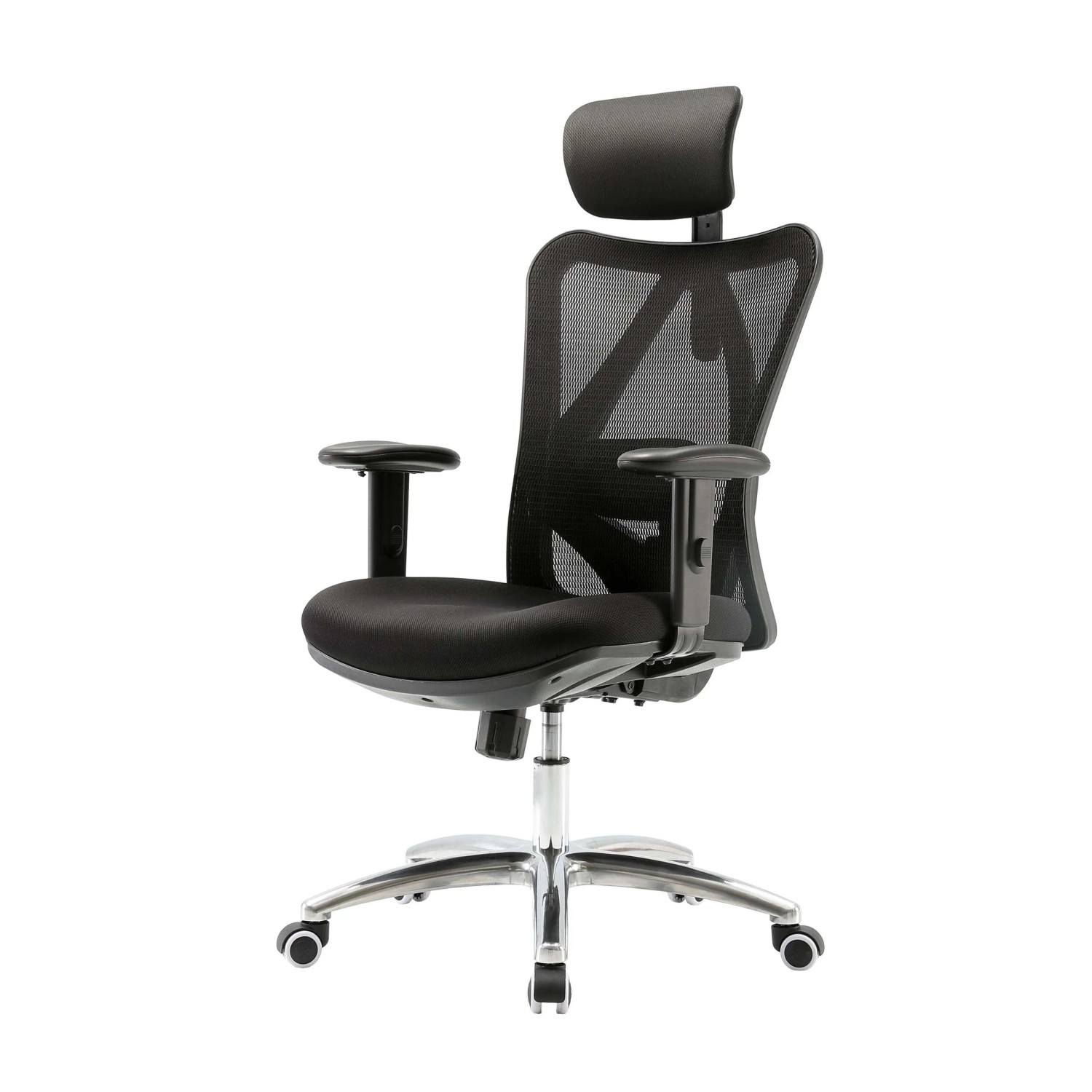 SIHOO Schreibtischstuhl Ergonomisch Verstellbare Lordosenstütze 150kg Belastbar ohne Fußstütze Schwarz