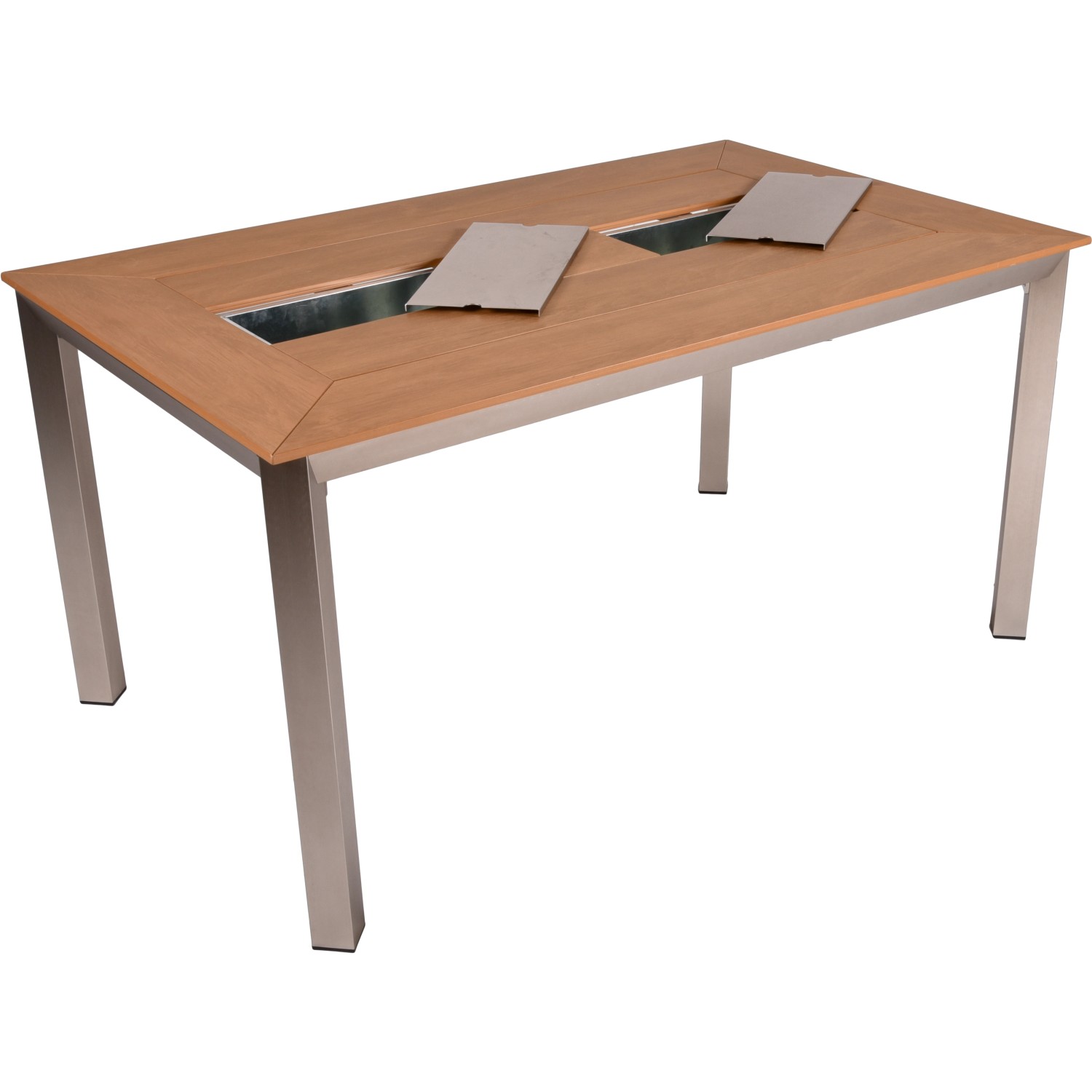 Gartenmöbel-Set Florence: Tisch mit Eisfächern und Aluminiumgestell.