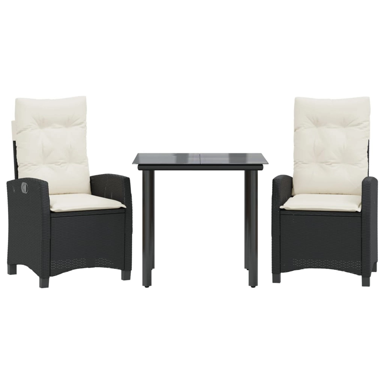 vidaXL 3-Tlg Garten-Essgruppe mit Kissen Schwarz Poly Rattan 3212732 günstig online kaufen