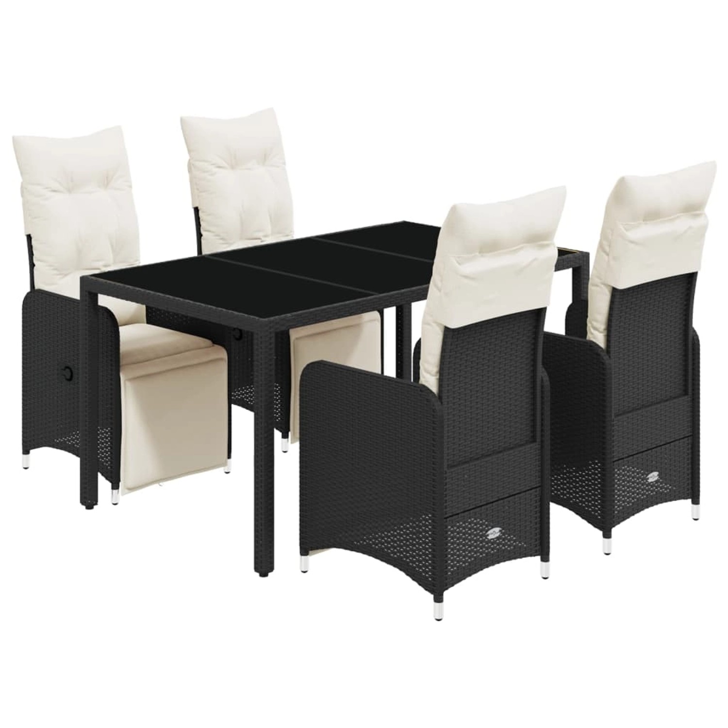 vidaXL 5-tlg Garten-Bistro-Set mit Kissen Schwarz Poly Rattan Modell 11