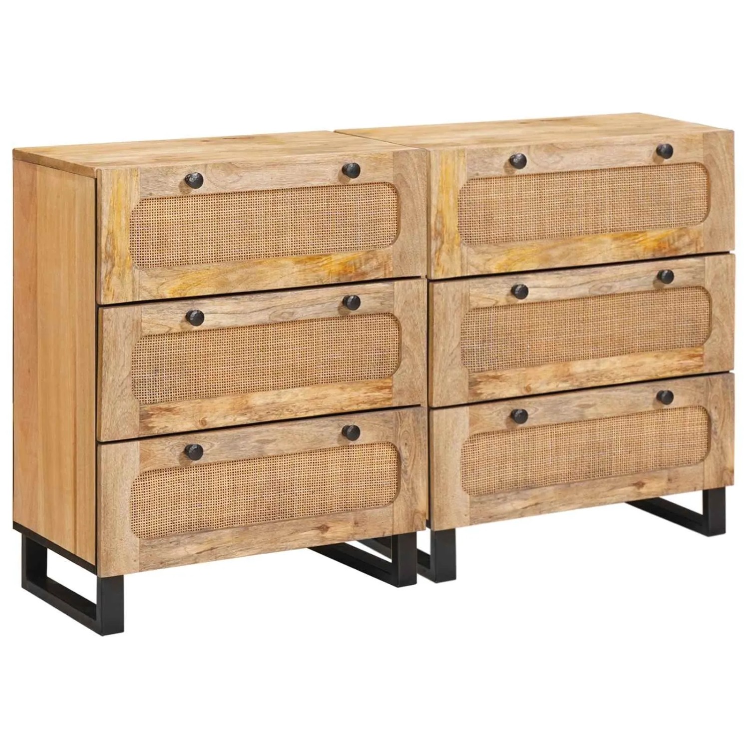 vidaXL Sideboard 2 Stk Braun 60 x 33 x 75 cm Massivholz Mango 3310058 günstig online kaufen