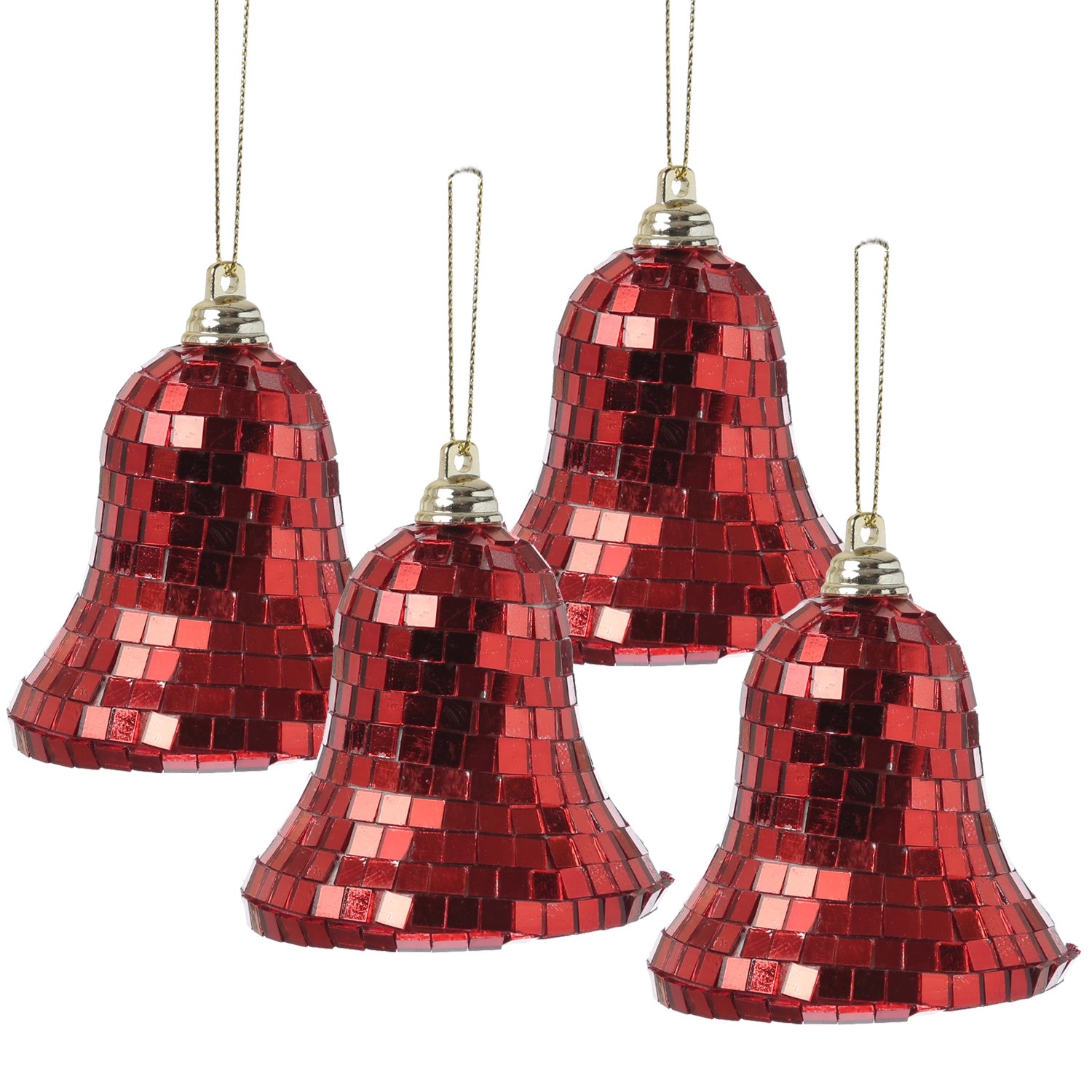 Marelida Christbaumschmuck Glocken Weihnachtsbaumschmuck Im Discokugel Look Rot 4St