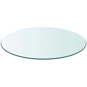 Runde, transparente Tischplatte aus gehärtetem Glas (Ø 50cm) für Tische.