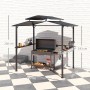 Schwarzer Outsunny Grillpavillon aus Metall mit Ablageflächen, 250x160x250cm.