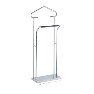 Relaxdays Herrendiener Metall Holz Silber Braun Freistehend 110 cm x 46 cm x 19 cm