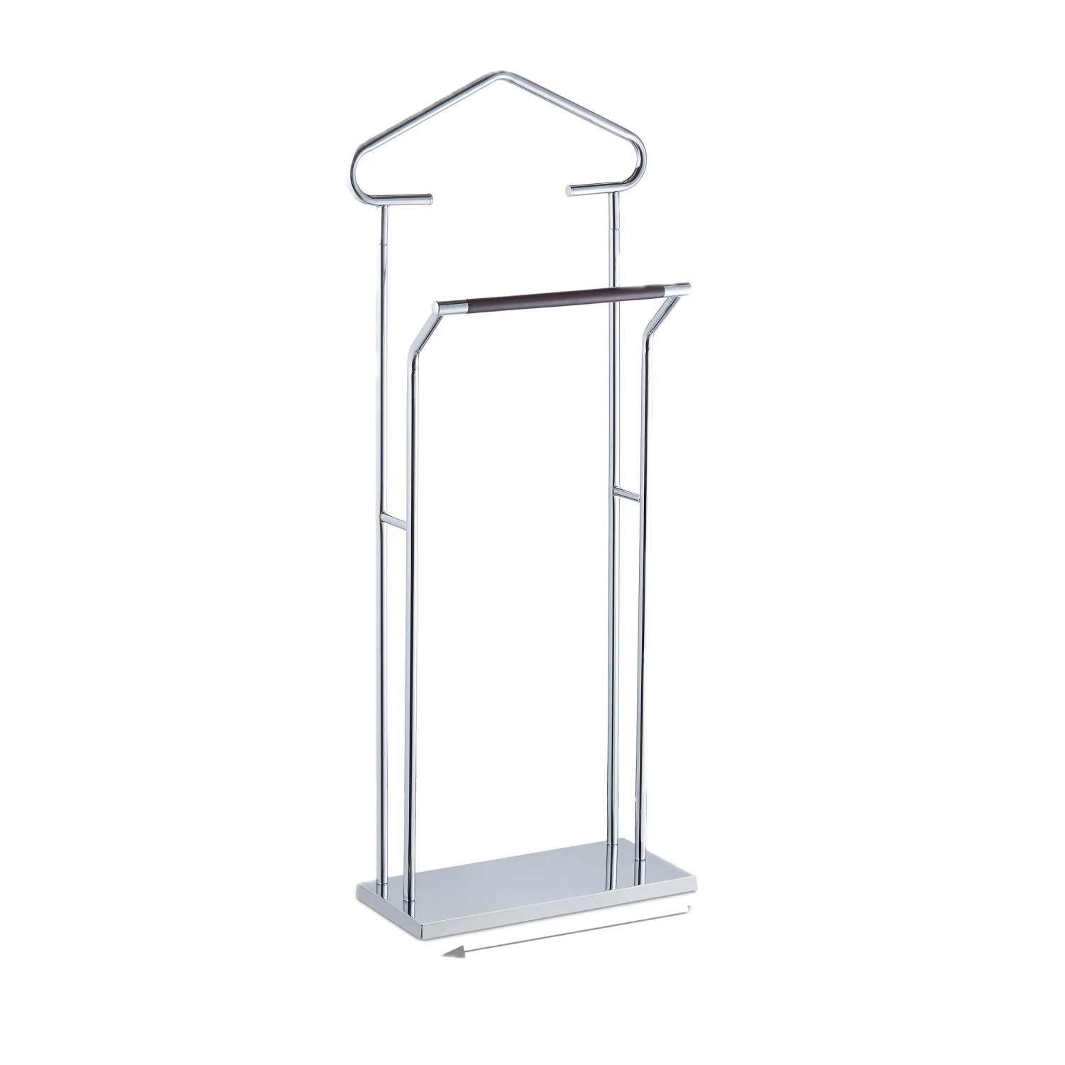 Relaxdays Herrendiener Metall Holz Silber Braun Freistehend 110 cm x 46 cm x 19 cm