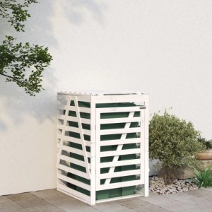 DELUKE 1er Mülltonnenbox Kiefernholz BOUMI 84x90x128,5cm Weiß Mülltonnenverkleidung Für 1 Tonne Müllbox Aus Holz
