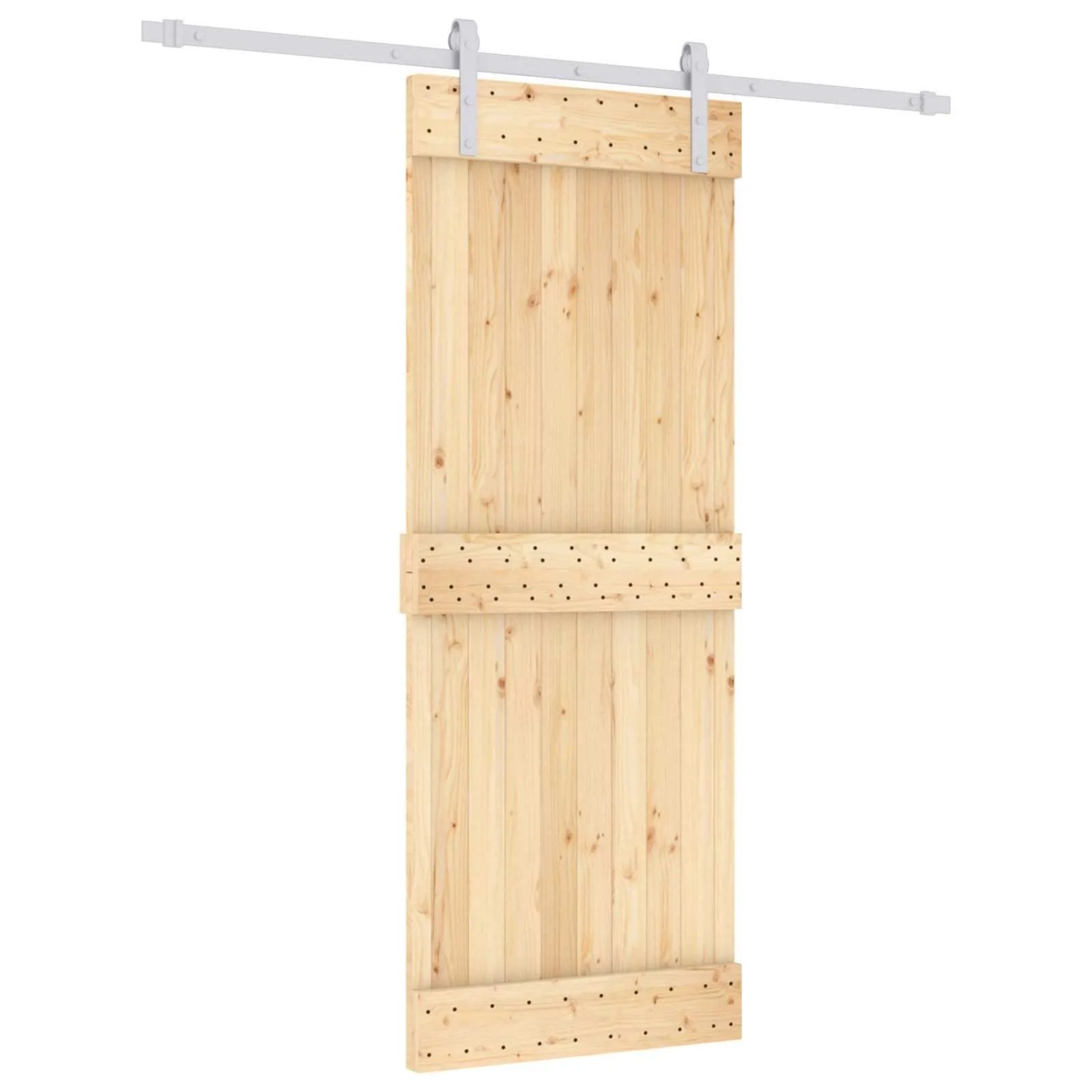 vidaXL Schiebetür Natur und Weiß 80 x 210 cm Massivkiefer 3444952