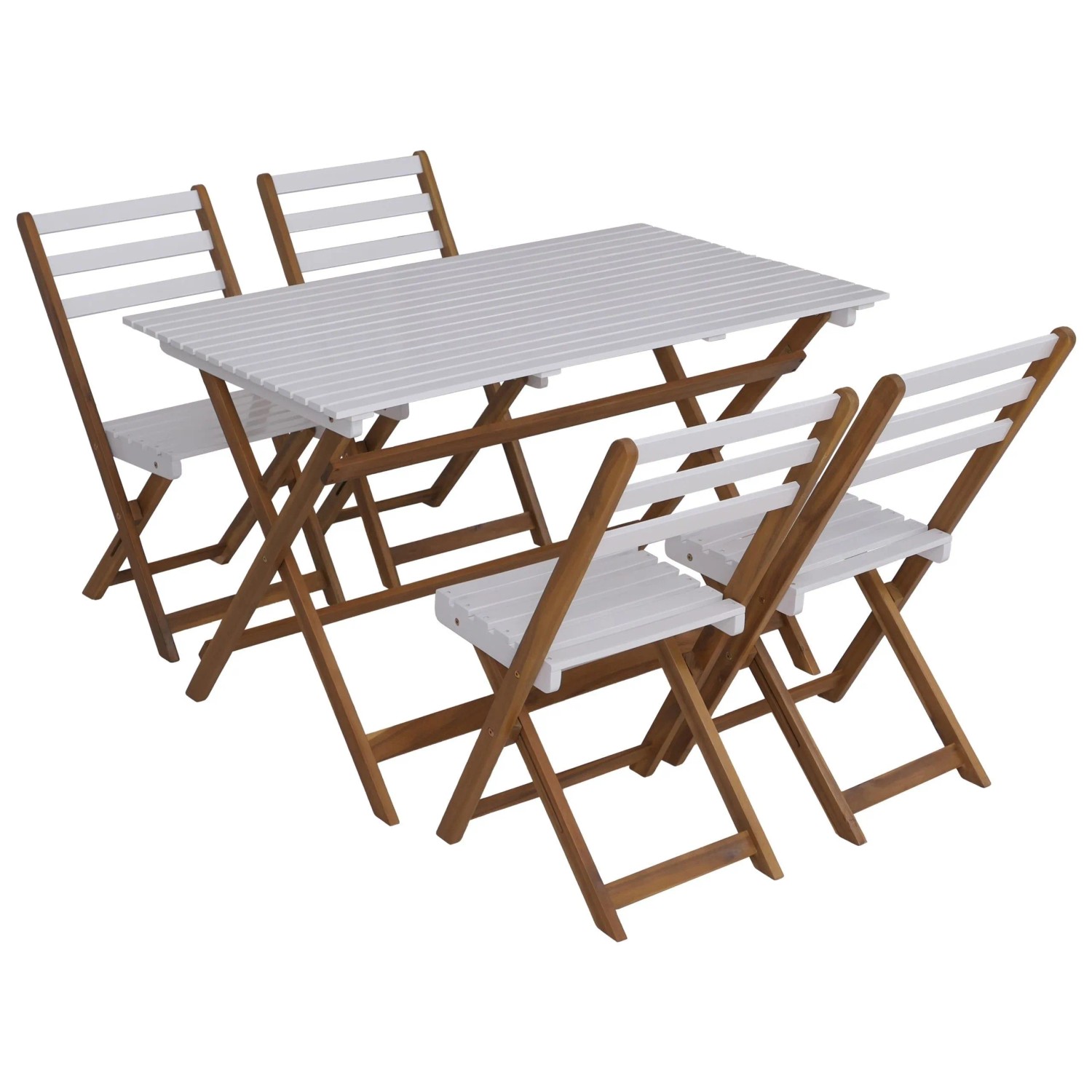MCW Sitzgruppe P72 Akazie Holz Klappbar Natur-Weiß