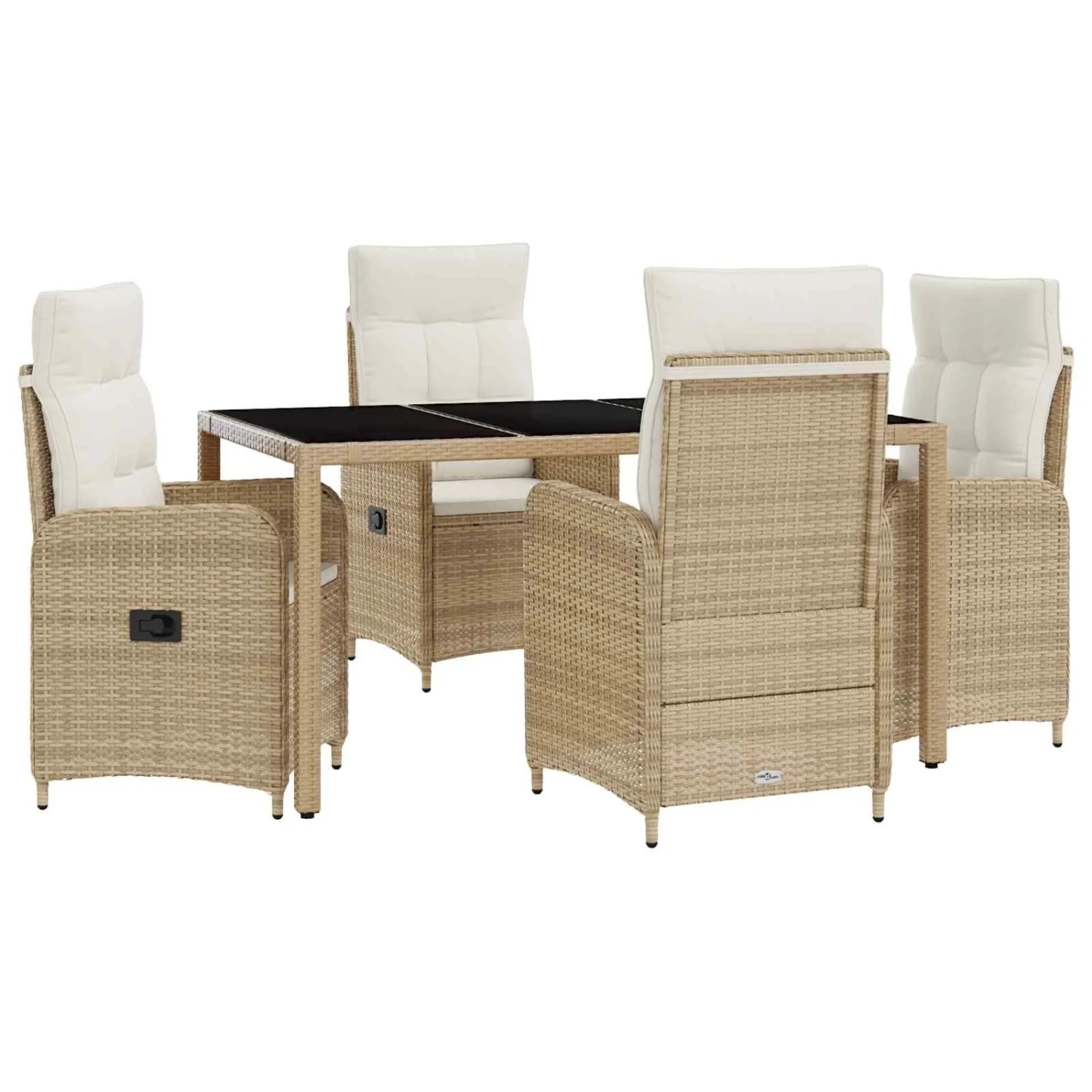 vidaXL Outdoortisch-Set 5 Stk Beige und Cremeweiß 150 x 90 x 75 cm 3422340