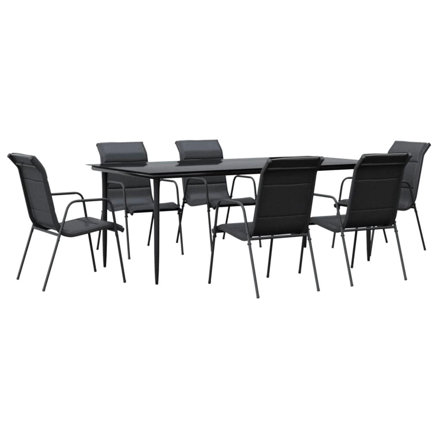 vidaXL 7-Tlg Garten-Essgruppe Schwarz Stahl und Textilene 3200708 günstig online kaufen