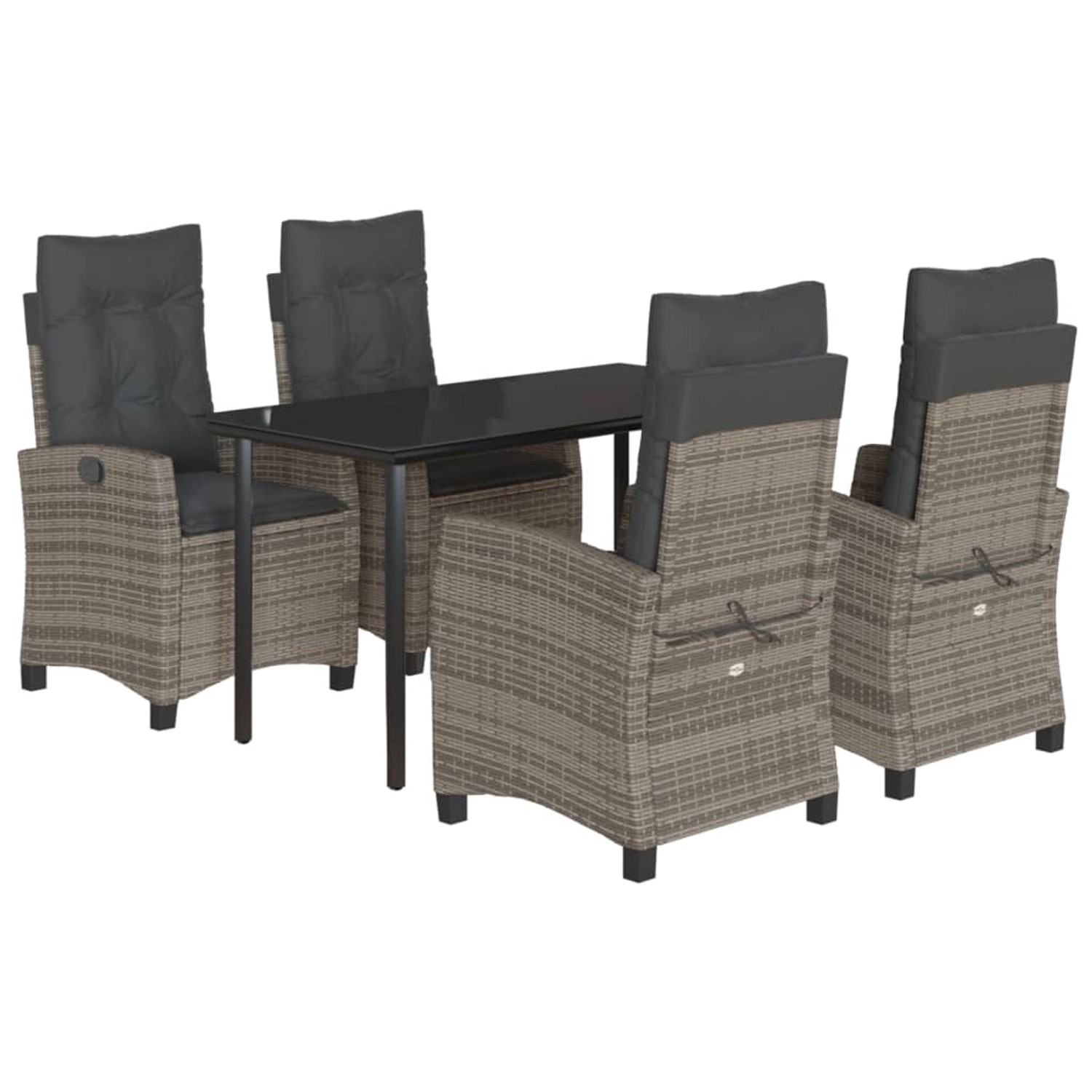 vidaXL 5-Tlg Garten-Essgruppe mit Kissen Grau Poly Rattan 3212795 günstig online kaufen