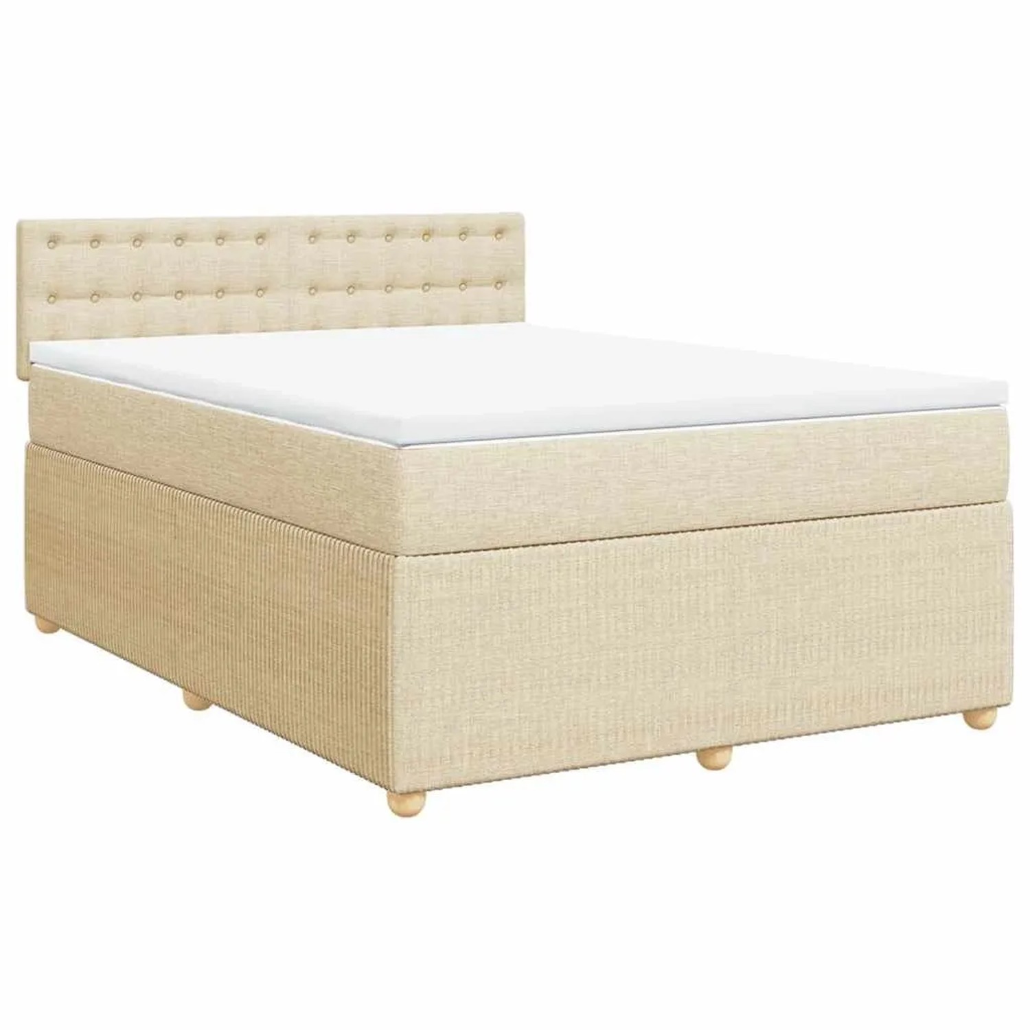 vidaXL Boxspringbett mit Matratze Creme 160x200 cm Stoff 3289826