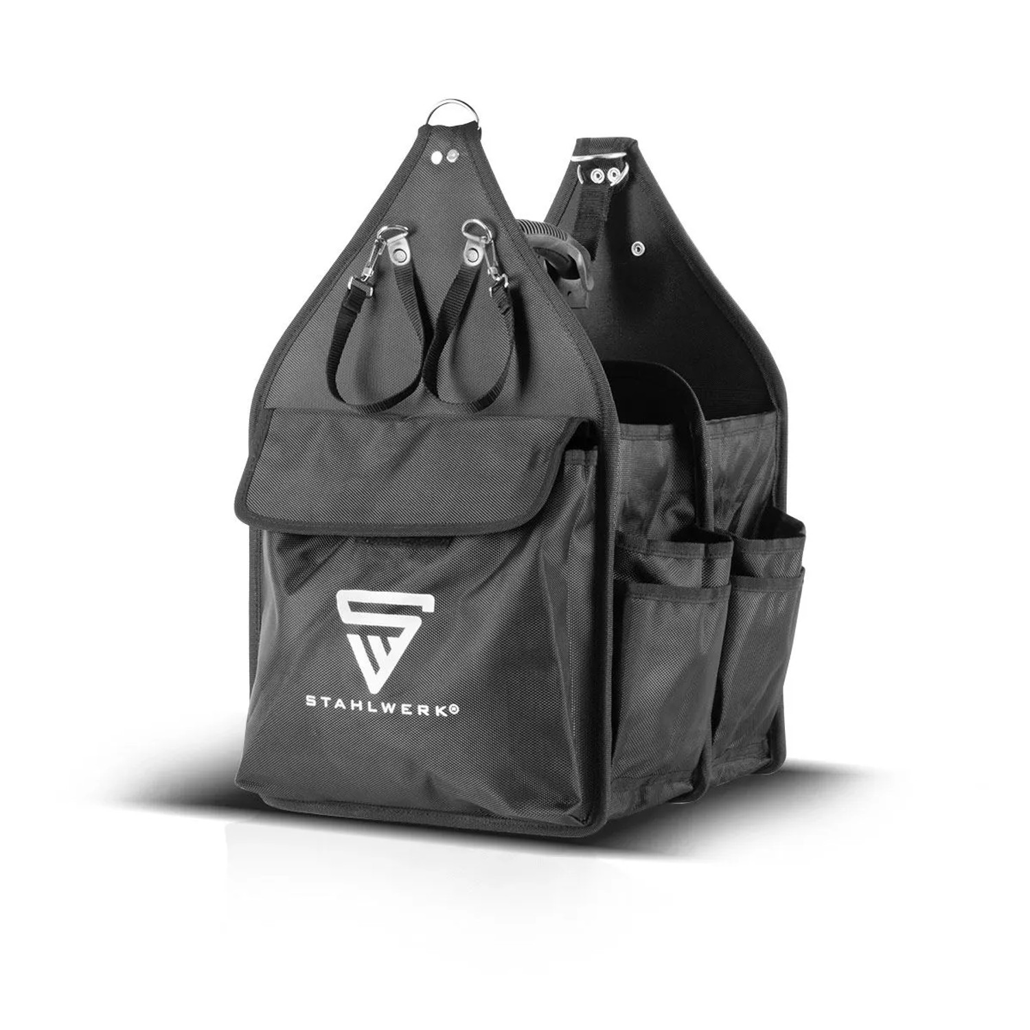 STAHLWERK Werkzeugtasche mit vielen Fächern für Werkzeug und Zubehör.