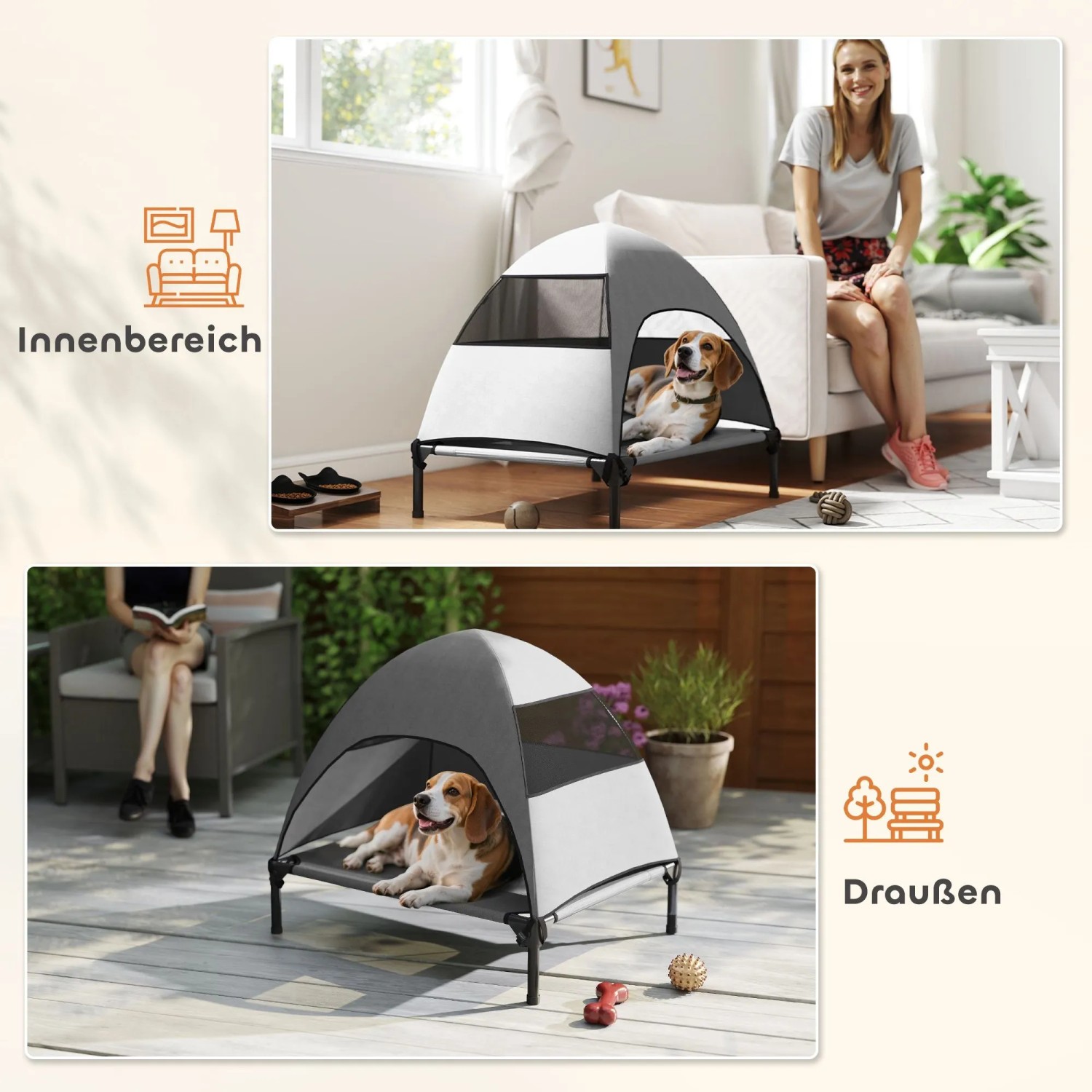 PawHut Erhöhtes Hundebett Polyester 76 x 61 x 71cm Hellgrau_7
