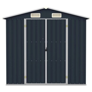 vidaXL Gerätehaus, anthrazitfarben, 205x129x183 cm, aus verzinktem Stahl.