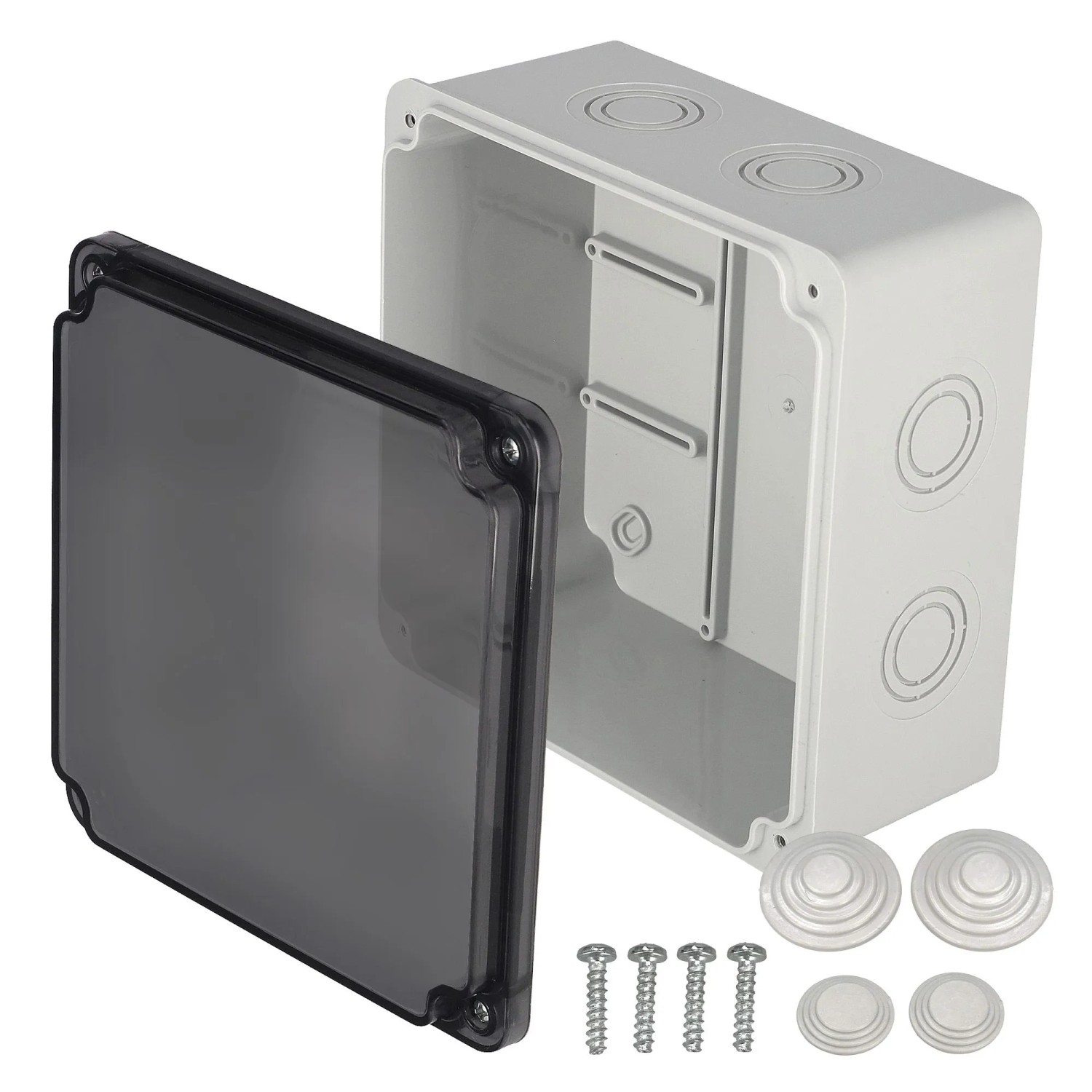 EDO Abzweigkasten Aufputz 150 x 150 x 80 mm Grau-Transparent IP65 ABS