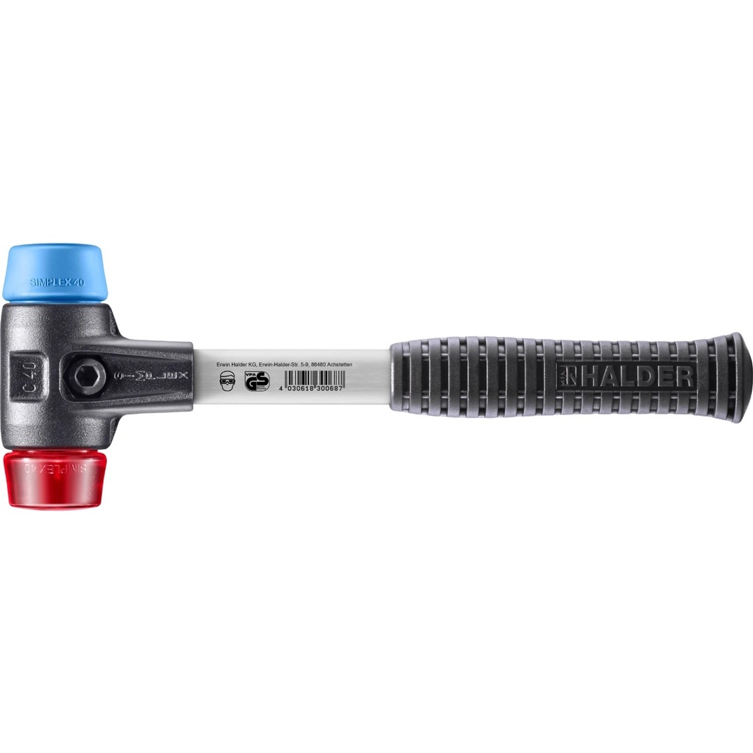Halder Simplex Schonhammer Ø 40 mm TPE-soft Blau   Plastik Rot mit Verstärk günstig online kaufen