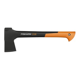 Fiskars Universal- und Spaltaxt X10 S, 44 cm Länge, mit schwarzem Axtkopf und orangefarbenem Griff.