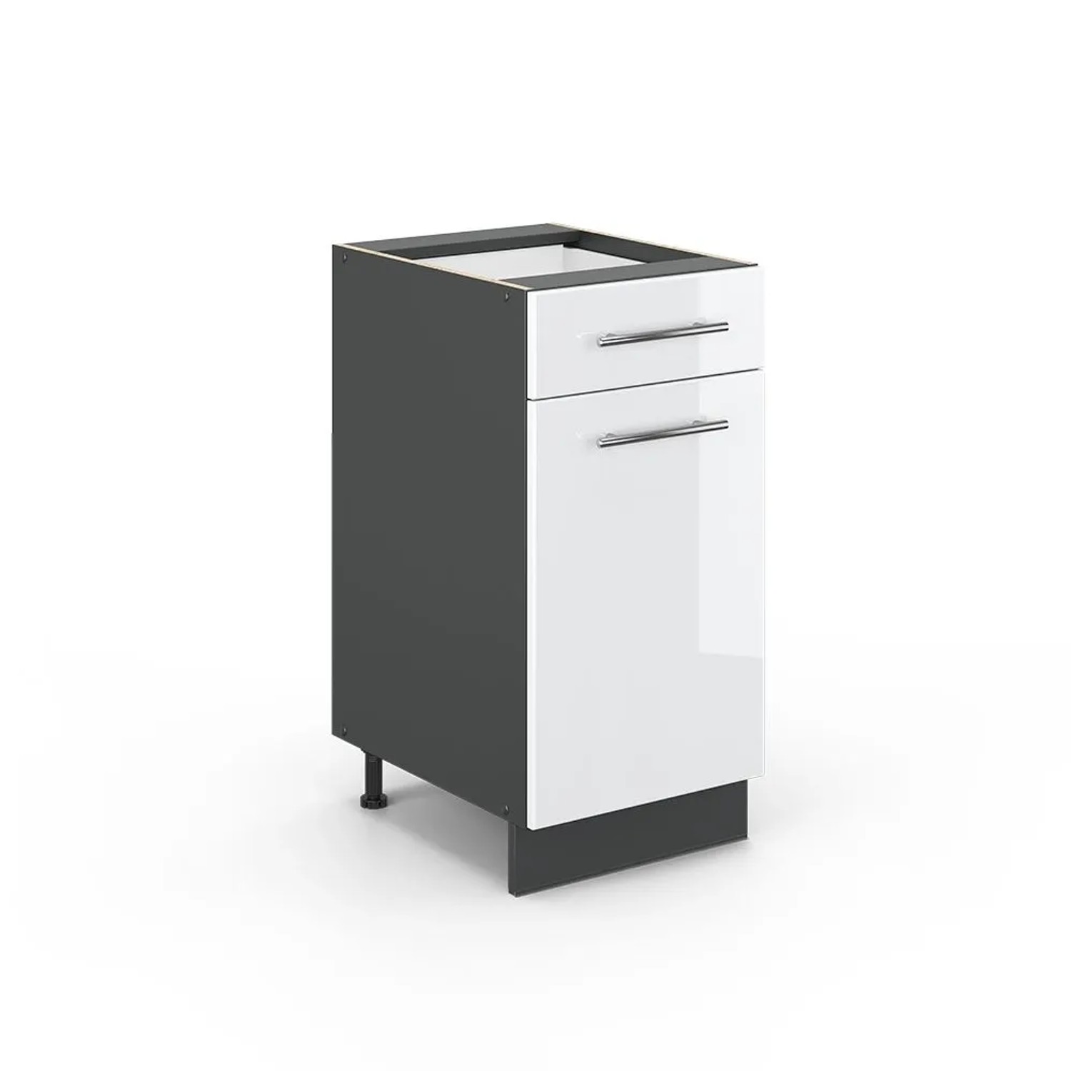 Vicco Küchenunterschrank Fame-Line Weiß Hochglanz Anthrazit 40 cm ohne Arbeitsplatte