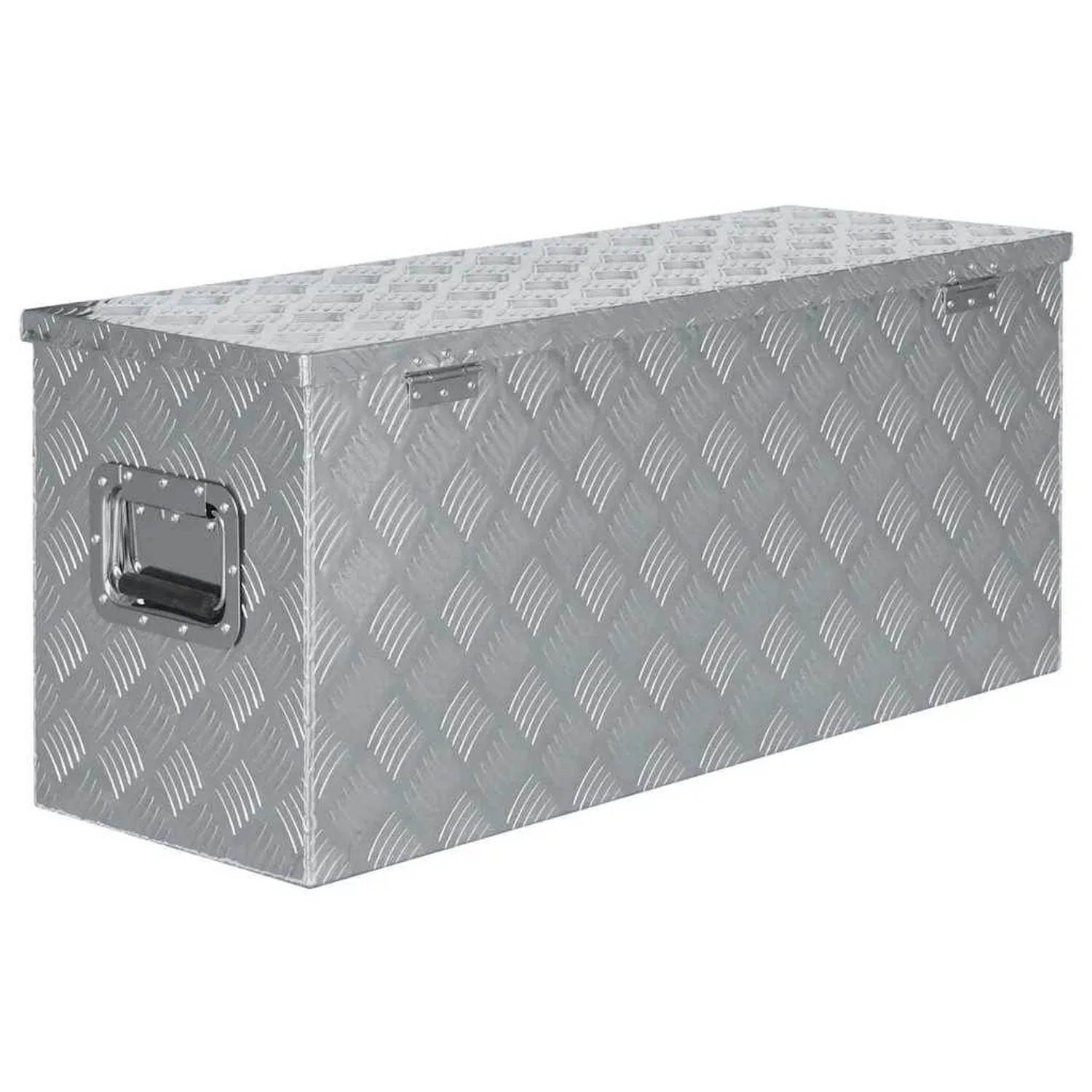 DELUKE Aluminiumbox Mit Deckel Abschließbar Alubox Deichselbox Alu Anhängerbox Werkzeugkiste Transportbox Metallkiste 90,5x35x40cm Silber_4