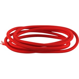 Rotes 3-adriges Textilkabel als Meterware für Lampen.