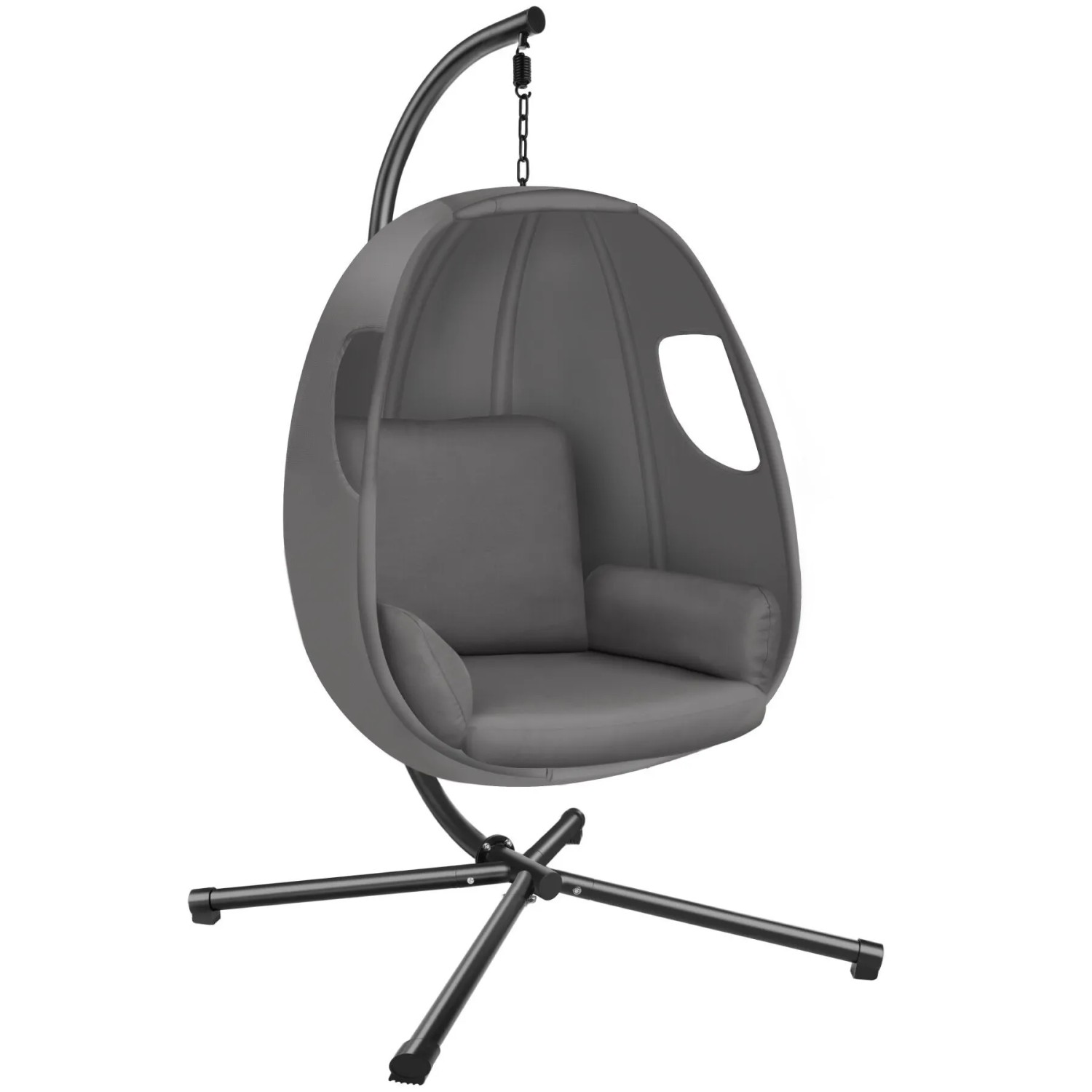 Tectake Hängesessel Anika Mit Extra Dickem Sitzkissen  360° Drehbar Stabil  Bodenschonend und Faltbar  97 x 100 x 201 cm Anthrazit