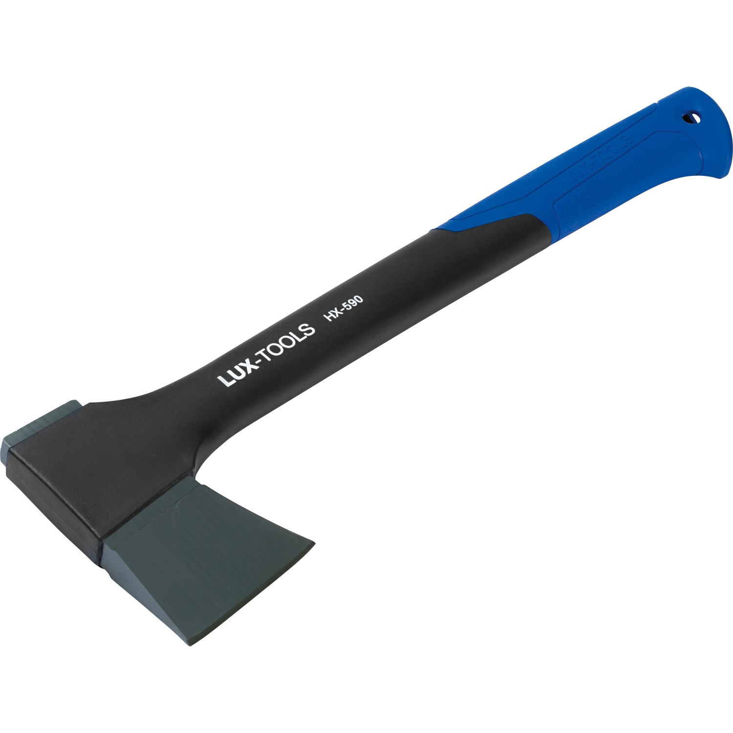LUX Universalaxt Professional, 44,4 cm, 590 g, mit blau-schwarzem Stiel und Axtkopf aus Stahl.