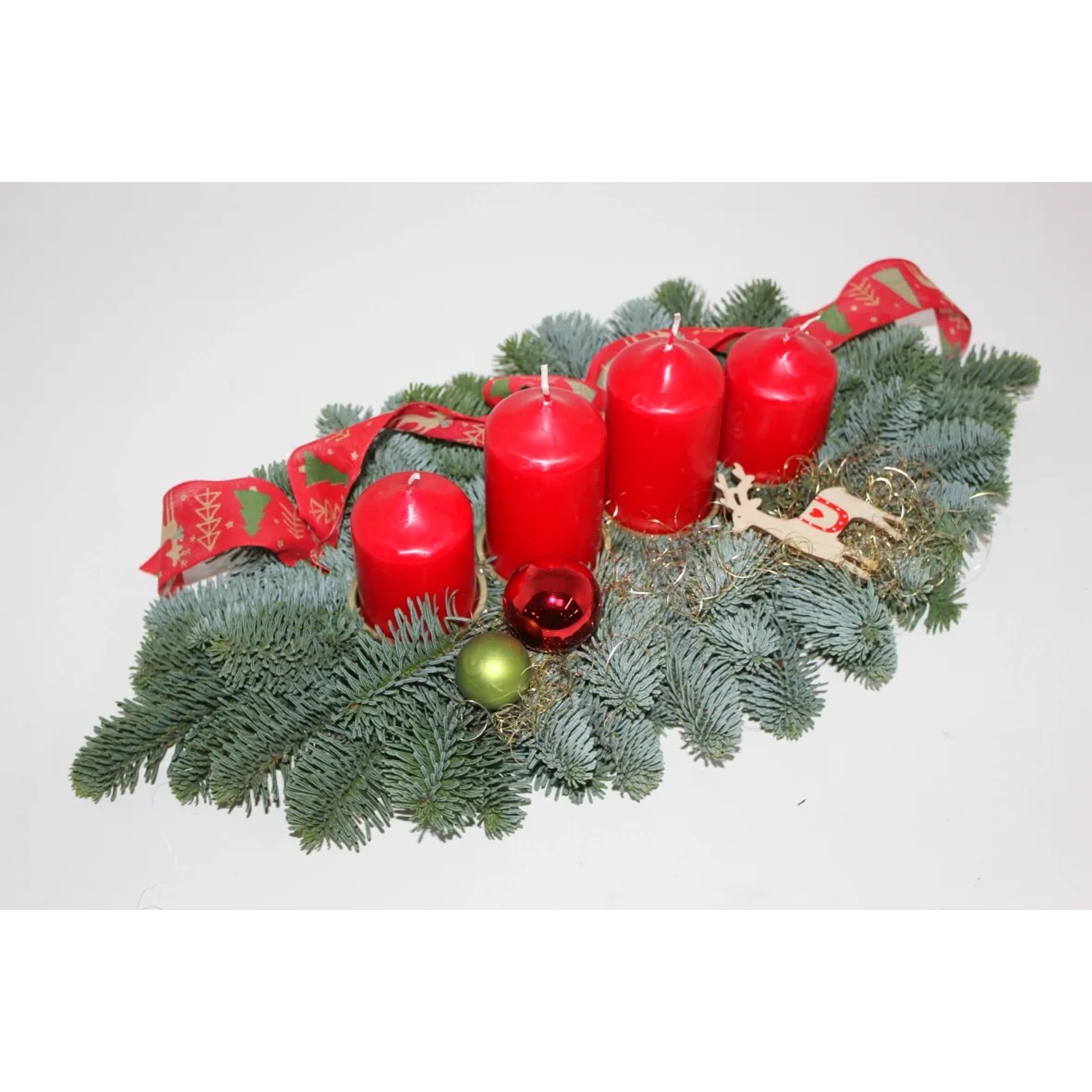 Adventsgesteck mit 4 Kerzen 45 cm Rot-Gold kaufen bei OBI