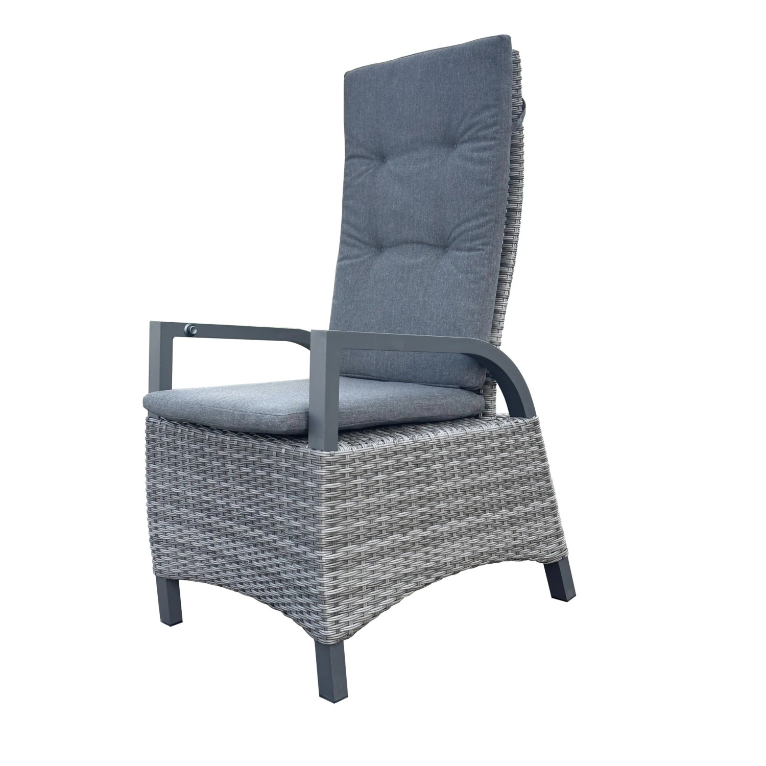 DELUKE Gartenstuhl 2er Set BERLIN Kunststoff Grau Stufenlos Verstellbar Hochlehner Wetterfest Gartenstühle Outdoor Essst...