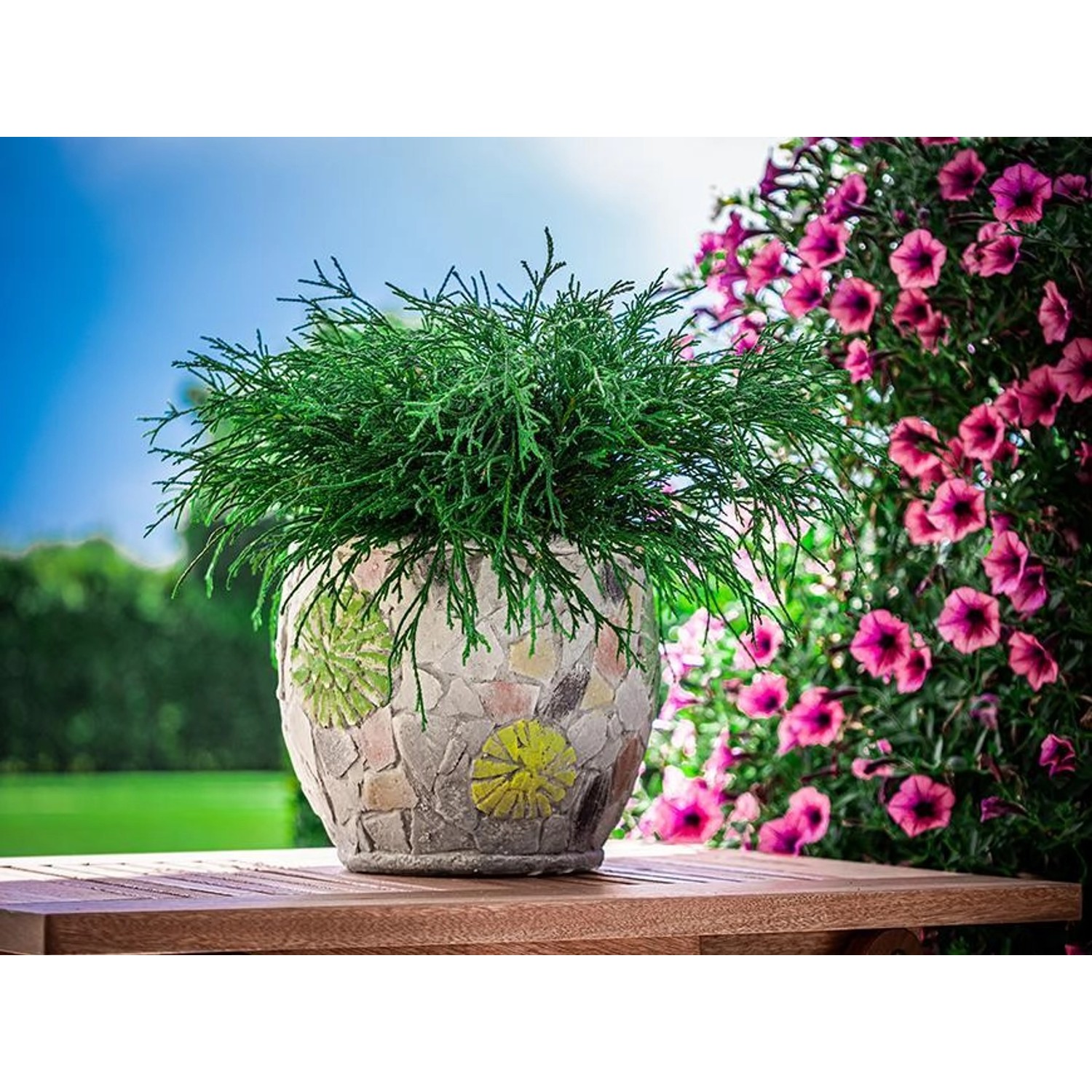 PROREGAL Blütentopf mit Mosaik, Grau, Keramik, 22x22x19cm günstig online kaufen