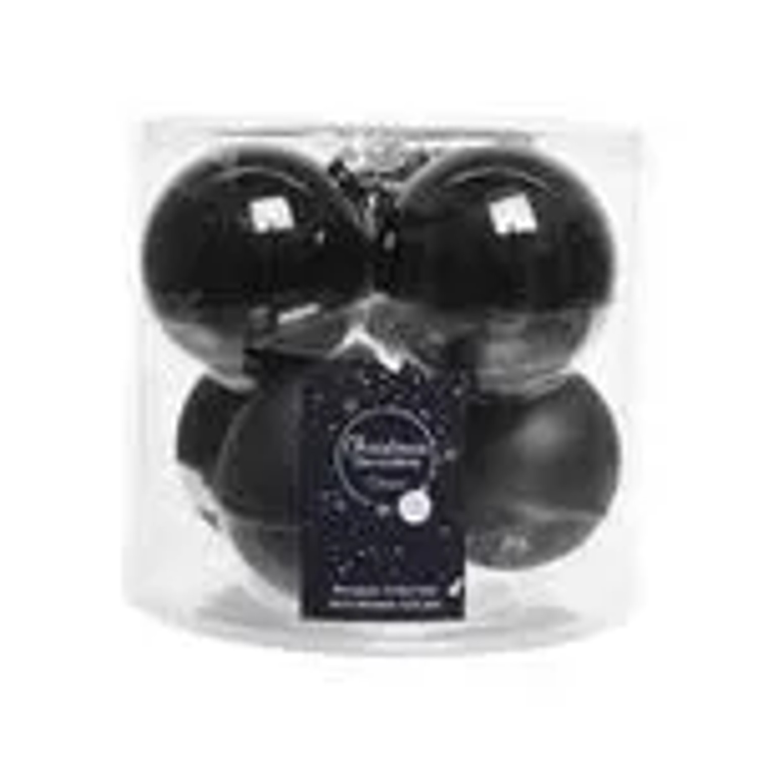Kaemingk Weihnachtsbaumkugeln Glas  8 cm 6 Stueck SchwarzGlaenzend Matt