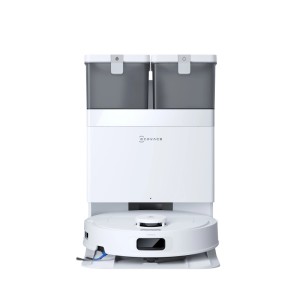 Weißer ECOVACS DEEBOT T30e OMNI Saug- & Wischroboter mit All-In-One OMNI-Station und zwei Wassertanks. Automatischer Staubsauger.