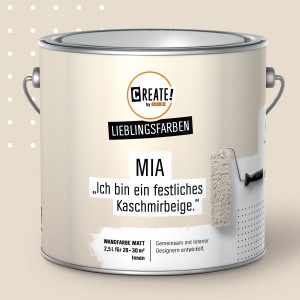 CREATE! by OBI Wandfarbe Mia Kaschmirbeige matt, 2,5l Dose. Bunte Wandfarbe für Innenräume.