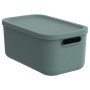 Rotho Albula Multibox 12L in Mistletoe Green: Aufbewahrungsbox mit Deckel und Griffen.