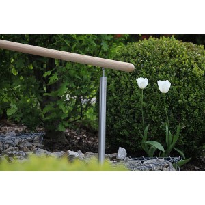 Handlaufstütze aus V2A Edelstahl, rund, 1000 mm, für Handläufe im Außenbereich.